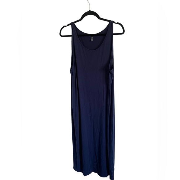 Eileen Fisher Maxi Dress Navy Blue Sleeveless Stretch Travel Viscose size XL - Picture 1 of 5